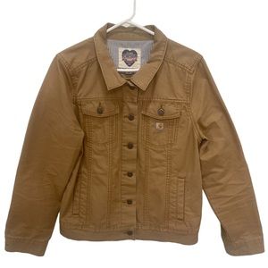 Carhartt Women’s Size Large 12/14 Denim Trucker Bomber Jacket